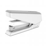 In the photograph, the Fellowes LX850 full strip stapler is showcased in crisp white color. Its sleek design and compact size make it a practical and stylish addition to any workspace. The stapler features the Fellowes logo, clearly visible on its surface.
