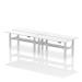 Dynamic Air Back-to-Back W1800 x D600mm Height Adjustable Sit Stand 4 Person Bench Desk With Cable Ports White Finish Silver Frame - HA02570 37764DY