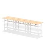 Dynamic Air Back-to-Back W1800 x D600mm Height Adjustable Sit Stand 6 Person Bench Desk With Cable Ports Maple Finish White Frame - HA02590 37904DY