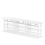Dynamic Air Back-to-Back W1800 x D600mm Height Adjustable Sit Stand 6 Person Bench Desk With Cable Ports White Finish White Frame - HA02608 38030DY