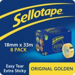 Sellotape Original Easy Tear Extra Sticky Golden Tape 18mm x 33m (Pack 8) - 2973856 38070HK