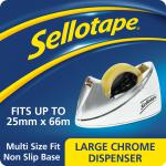 Sellotape Large Chrome Tape Dispenser Non Slip Base 25mm x 66m - 575450 38140HK