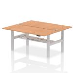 Dynamic Air Back-to-Back W1800 x D800mm Height Adjustable Sit Stand 2 Person Bench Desk With Cable Ports Oak Finish Silver Frame - HA02648 38184DY