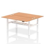 Dynamic Air Back-to-Back W1800 x D800mm Height Adjustable Sit Stand 2 Person Bench Desk With Cable Ports Oak Finish White Frame - HA02650 38198DY