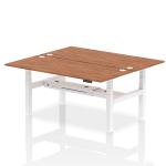 Dynamic Air Back-to-Back W1800 x D800mm Height Adjustable Sit Stand 2 Person Bench Desk With Cable Ports Walnut Finish White Frame - HA02662 38240DY