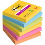 Post-it Super Sticky Notes 76x76mm 90 Sheets Carnival Colours (Pack 6) 7100147841 38249MM