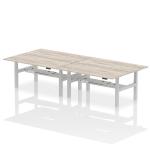Dynamic Air Back-to-Back W1800 x D800mm Height Adjustable Sit Stand 4 Person Bench Desk With Cable Ports Grey Oak Finish Silver Frame - HA02696 38352DY