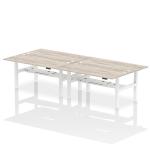 Dynamic Air Back-to-Back W1800 x D800mm Height Adjustable Sit Stand 4 Person Bench Desk With Cable Ports Grey Oak Finish White Frame - HA02698 38366DY