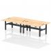 Dynamic Air Back-to-Back W1800 x D800mm Height Adjustable Sit Stand 4 Person Bench Desk With Cable Ports Maple Finish Black Frame - HA02706 38380DY