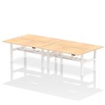 Dynamic Air Back-to-Back W1800 x D800mm Height Adjustable Sit Stand 4 Person Bench Desk With Cable Ports Maple Finish White Frame - HA02710 38408DY