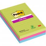 Post-it Super Sticky Notes 102x152mm Ruled 90 Sheets Ultra Colours (Pack 3) 660-3SSUC - 7100235020 38431MM