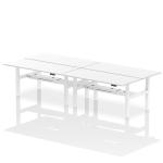 Dynamic Air Back-to-Back W1800 x D800mm Height Adjustable Sit Stand 4 Person Bench Desk With Cable Ports White Finish White Frame - HA02746 38534DY