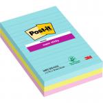 Post-It Super Sticky Notes 101x152mm Ruled 90 Sheets Cosmic Colours (Pack 3) 7100234251 38571MM