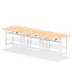 Dynamic Air Back-to-Back W1800 x D800mm Height Adjustable Sit Stand 6 Person Bench Desk With Cable Ports Maple Finish White Frame - HA02782 38660DY