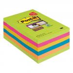 Post-it Notes Super Sticky 101x152mm 90 Sheets Promotional Pack 4 Plus 2 Free Assorted Colours 7100142720 38697MM