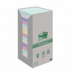 Post it Recycled Notes 76x76mm Assorted Colours 100 Sheets Per Pad (Pack 16) 7100259226 38809MM