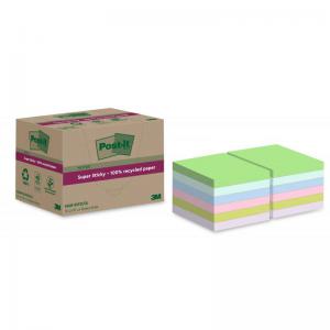 Post-it Super Sticky 100 Recycled Notes Assorted Colours 76 x 76 mm 70