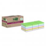 Post-it Super Sticky 100% Recycled Notes Assorted Colours 76 x 76 mm 70 Sheets Per Pad (Pack 18 14+4 Free) 7100284782 39110MM