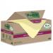Post-it Super Sticky 100% Recycled Notes  Canary Yellow 76 x 76 mm 70 Sheets Per Pad (Pack 18) 7100284878 39117MM