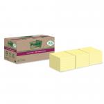 Post-it Super Sticky 100% Recycled Notes  Canary Yellow 76 x 76 mm 70 Sheets Per Pad (Pack 18 14+4 Free) 7100284878 39117MM