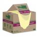 Post-it Super Sticky 100% Recycled Notes Canary Yellow 76 x 76 mm 70 sheets per pad (Pack 12) 7100284981 39124MM