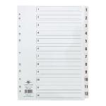 Concord Classic Index 1-12 A4 180gsm Board White with Clear Mylar Tabs 01201/CS12 39134CC