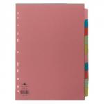 Concord Divider 10 Part A4 160gsm Board Pastel Assorted Colours 39344CC