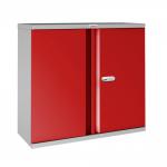 Phoenix SCL Series 2 Door 1 Shelf Steel Storage Cupboard Grey Body Red Doors with Electronic Lock SCL0891GRE 