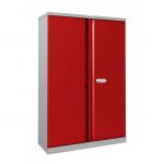 Phoenix SCL Series 2 Door 3 Shelf Steel Storage Cupboard Grey Body Red Doors with Electronic Lock SCL1491GRE 