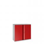 Phoenix SC Series 2 Door 1 Shelf Steel Storage Cupboard Grey Body Red Doors with Key Lock SC1010GRK 39785PH