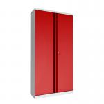 Phoenix SC Series 2 Door 4 Shelf Steel Storage Cupboard Grey Body Red Doors with Key Lock SC1910GRK 39806PH