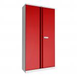 Phoenix SC Series 2 Door 4 Shelf Steel Storage Cupboard Grey Body Red Doors with Electronic Lock SC1910GRE 