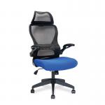 Nautilus Designs Canis High Back Mesh Task Operator Office Chair With Moulded Foam Seat Folding Arms and Optional Headrest Blue - BCMK540BK-BL 40564NA