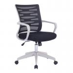 Nautilus Designs Spyro Designer Medium Back Detailed Mesh Task Operator Office Chair With Fixed Arms Black Seat and White Frame - BCMK488WH-BK 40613NA