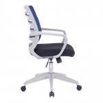 Nautilus Designs Spyro Designer Medium Back Detailed Mesh Task Operator Office Chair With Fixed Arms Blue Seat and White Frame - BCM/K488/WH-BL 40620NA