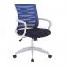 Nautilus Designs Spyro Designer Medium Back Detailed Mesh Task Operator Office Chair With Fixed Arms Blue Seat and White Frame - BCMK488WH-BL 40620NA