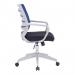 Nautilus Designs Spyro Designer Medium Back Detailed Mesh Task Operator Office Chair With Fixed Arms Blue Seat and White Frame - BCMK488WH-BL 40620NA