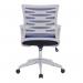 Nautilus Designs Spyro Designer Medium Back Detailed Mesh Task Operator Office Chair With Fixed Arms Blue Seat and White Frame - BCMK488WH-BL 40620NA