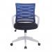 Nautilus Designs Spyro Designer Medium Back Detailed Mesh Task Operator Office Chair With Fixed Arms Blue Seat and White Frame - BCMK488WH-BL 40620NA