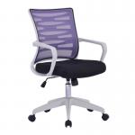 Nautilus Designs Spyro Designer Medium Back Detailed Mesh Task Operator Office Chair With Fixed Arms Purple Seat and White Frame - BCMK488WH-PL 40627NA