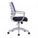 Nautilus Designs Spyro Designer Medium Back Detailed Mesh Task Operator Office Chair With Fixed Arms Purple Seat and White Frame - BCMK488WH-PL 40627NA