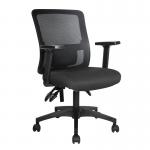 Nautilus Designs Barri Medium Back 3 Lever Mesh Task Operator Office Chair With Fabric Seat and Height Adjustable Arms Black - BCMK610BK 40669NA