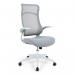 Nautilus Designs Romsey Designer High Back Mesh Executive Task Office Chair Grey With Fabric Seat Folding Arms White Frame H476GY 40697NA