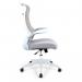 Nautilus Designs Romsey Designer High Back Mesh Executive Task Office Chair Grey With Fabric Seat Folding Arms White Frame H476GY 40697NA