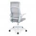 Nautilus Designs Romsey Designer High Back Mesh Executive Task Office Chair Grey With Fabric Seat Folding Arms White Frame H476GY 40697NA