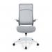 Nautilus Designs Romsey Designer High Back Mesh Executive Task Office Chair Grey With Fabric Seat Folding Arms White Frame H476GY 40697NA