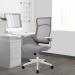 Nautilus Designs Romsey Designer High Back Mesh Executive Task Office Chair Grey With Fabric Seat Folding Arms White Frame H476GY 40697NA