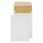 The image shows a pack of 100 Blake Eco Envelopes in C5 size. The envelopes are made of white pocket peel and seal padded eco cushion material, with a 50mm gusset. The envelopes are 140gsm and measure 229x162x50mm. Perfect for secure and eco-friendly packaging.
