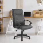 Nautilus Swithland High Back Leather Faced Executive Office Chair With Detailed Stitching and Fixed Arms Black - DPA2007ATG/LBK 40767NA