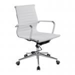 Nautilus Designs Aura Contemporary Medium Back Bonded Leather Executive Office Chair With Fixed Arms White - BCL8003WH 40830NA